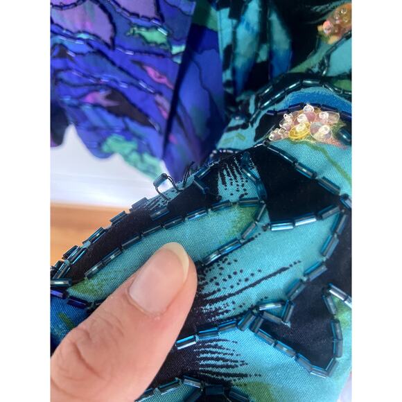 Faith Women's Multi Jacket Vest Funky Block Pattern Sequin Beading Detail - Picture 7 of 7